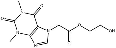 2-hydroxyethyl 1,2,3,6-tetrahydro-1,3-dimethyl-2,6-dioxo-7H-purine-7-acetate Struktur