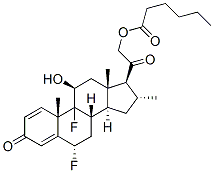 6alpha,9-difluoro-11beta,21-dihydroxy-16alpha-methylpregna-1,4-diene-3,20-dione 21-hexanoate Struktur