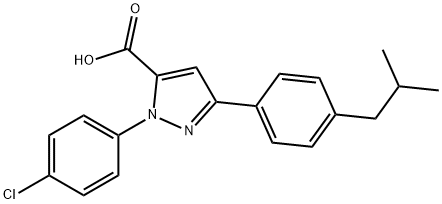 1-(4-CHLOROPHENYL)-3-(4-ISOBUTYLPHENYL)-1H-PYRAZOLE-5-CARBOXYLIC ACID Struktur