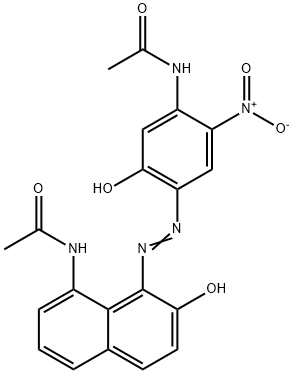 N-[4-[[8-(acetylamino)-2-hydroxy-1-naphthyl]azo]-5-hydroxy-2-nitrophenyl]acetamide Struktur