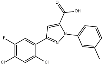 3-(2,4-DICHLORO-5-FLUOROPHENYL)-1-M-TOLYL-1H-PYRAZOLE-5-CARBOXYLIC ACID Struktur