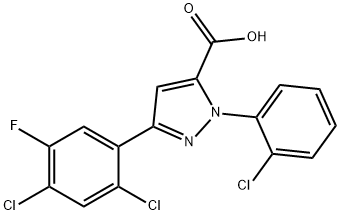 3-(2,4-DICHLORO-5-FLUOROPHENYL)-1-(2-CHLOROPHENYL)-1H-PYRAZOLE-5-CARBOXYLIC ACID Struktur