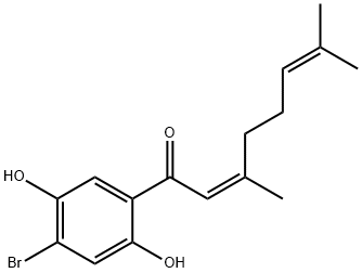 (Z)-1-(4-Bromo-2,5-dihydroxyphenyl)-3,7-dimethyl-2,6-octadien-1-one Struktur