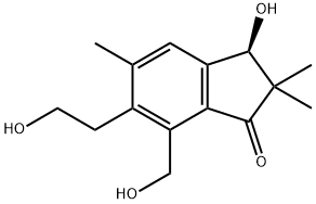 (R)-2,3-Dihydro-3-hydroxy-6-(2-hydroxyethyl)-7-hydroxymethyl-2,2,5-trimethyl-1H-inden-1-one Struktur