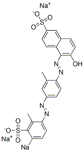 6-Hydroxy-5-[[2-methyl-4-[(2-methyl-4-sodiosulfophenyl)azo]phenyl]azo]naphthalene-2-sulfonic acid sodium salt Struktur