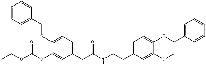 N-2-(4-Benzyloxy-3-methoxyphenethyl)-4-benzyloxy -3-ethoxycarbonyloxyphenylacetamide Struktur