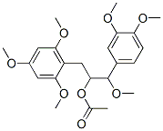 Acetic acid 1-[(2,4,6-trimethoxyphenyl)methyl]-2-methoxy-2-(3,4-dimethoxyphenyl)ethyl ester Struktur