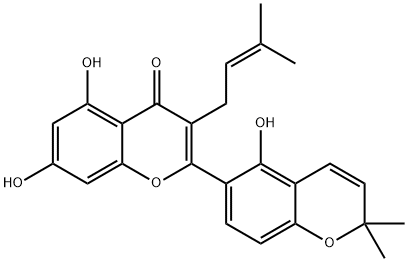 5,7-Dihydroxy-2-(5-hydroxy-2,2-dimethyl-2H-1-benzopyran-6-yl)-3-(3-methyl-2-butenyl)-4H-1-benzopyran-4-one Struktur