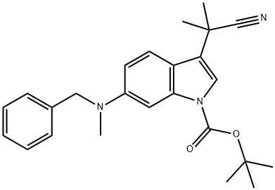 1H-Indole-1-carboxylic acid, 3-(1-cyano-1-methylethyl)-6-[methyl(phenylmethyl)amino]-, 1,1-dimethylethyl ester Struktur