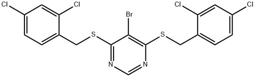 5-bromo-4,6-bis[(2,4-dichlorophenyl)methylsulfanyl]pyrimidine Struktur