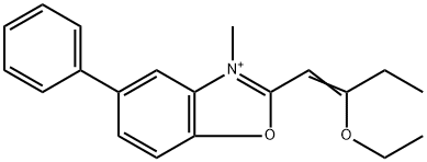 2-(2-Ethoxy-1-butenyl)-3-methyl-5-phenylbenzoxazolium Struktur