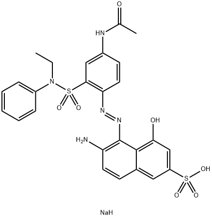 2-Naphthalenesulfonic acid, 5-[[4-(acetylamino)-2-[(ethylphenylamino) sulfonyl]phenyl]azo]-6-amino-4-hydroxy -, monosodium salt Struktur