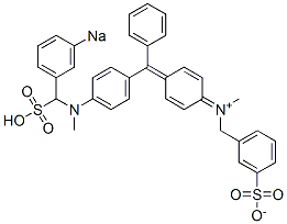 N-Methyl-N-[4-[[4-[N-methyl-N-(3-sodiosulfobenzyl)amino]phenyl]phenylmethylene]-2,5-cyclohexadien-1-ylidene]-3-sulfonatobenzenemethanaminium Struktur