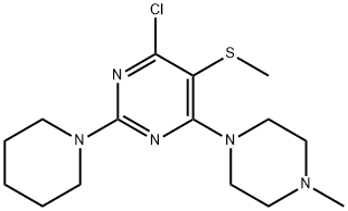 4-Chloro-6-(4-methylpiperazino)-5-methylthio-2-piperidinopyrimidine Struktur