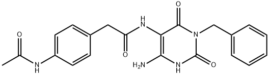 Benzeneacetamide,  4-(acetylamino)-N-[4-amino-1,2,3,6-tetrahydro-2,6-dioxo-1-(phenylmethyl)-5-pyrimidinyl]- Struktur