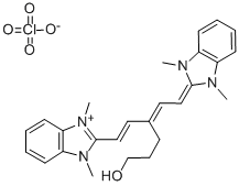 1H-BENZIMIDAZOLIUM, 2-[3-[(1,3-DIHYDRO-1,3-DIMETHYL-2H-BENZIMIDAZOL-2-YLIDENE)ETHYLIDENE]-6-HYDROXY-1-HEXENYL]-1,3-DIMETHYL-, PERCHLORATE (SALT) Struktur