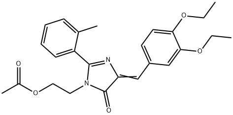 4H-Imidazol-4-one,  3-[2-(acetyloxy)ethyl]-5-[(3,4-diethoxyphenyl)methylene]-3,5-dihydro-2-(2-methylphenyl)- Struktur