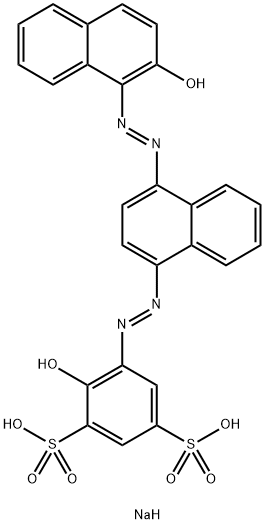 4-Hydroxy-5-[[4-[(2-hydroxy-1-naphthalenyl)azo]-1-naphthalenyl]azo]benzene-1,3-disulfonic acid disodium salt Struktur