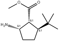 Cyclopentanecarboxylic acid, 2-amino-5-(1,1-dimethylethyl)-, methyl ester, Struktur