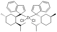 (+)-BIS(1-[(1'R,2'R,5'S)-2'-ISOPROPYL-5'-METHYLCYCLOHEXYL]INDENYL)ZIRCONIUM(IV) DICHLORIDE Struktur