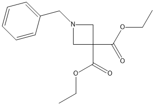 3,3-Azetidinedicarboxylic acid, 1-(phenylmethyl)-, 3,3-diethyl ester Struktur