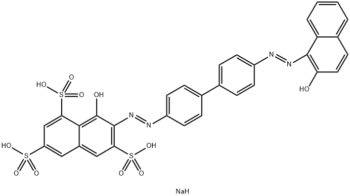 8-Hydroxy-7-[[4'-[(2-hydroxy-1-naphtyl)azo]-1,1'-biphenyl-4-yl]azo]-1,3,6-naphthalenetrisulfonic acid trisodium salt Struktur