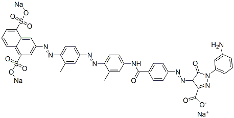 1-(3-Aminophenyl)-4,5-dihydro-4-[[4-[[3-methyl-4-[[3-methyl-4-[[4,8-bis(sodiosulfo)-2-naphthalenyl]azo]phenyl]azo]phenyl]aminocarbonyl]phenyl]azo]-5-oxo-1H-pyrazole-3-carboxylic acid sodium salt Struktur