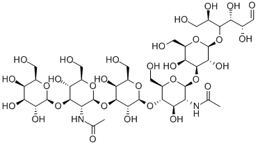 O-BETA-D-吡喃半乳糖基-(1-3)-O-2-(乙酰氨基)-2-脫氧-BETA-D-吡喃葡萄糖基-(1-3)-O-BETA-D-吡喃半乳糖基-(1-4)-O-2-(乙酰氨基)-2-脫氧-BETA-D-吡喃葡萄糖基-(1-3)-O-BETA-D-吡喃半乳糖基-(1-4)-D-葡萄糖, 64331-48-2, 結(jié)構(gòu)式