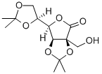 2C-Hydroxymethyl-2,3:5,6-di-O-isopropylidene-L-gulono-1,4-lactone Struktur