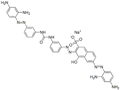 6-[(2,4-Diaminophenyl)azo]-3-[[3-[3-[3-[(2,4-diaminophenyl)azo]phenyl]ureido]phenyl]azo]-4-hydroxynaphthalene-2-sulfonic acid sodium salt Struktur