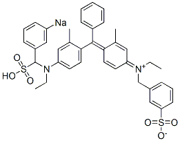 N-Ethyl-N-[4-[[4-[N-ethyl-N-(3-sodiosulfobenzyl)amino]-2-methylphenyl]phenylmethylene]-3-methyl-2,5-cyclohexadien-1-ylidene]-3-sulfonatobenzenemethanaminium Struktur