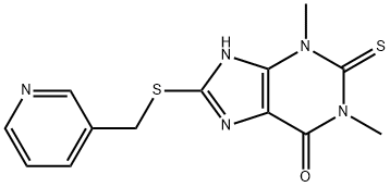 8-[(3-Pyridylmethyl)thio]-3,7-dihydro-1,3-dimethyl-2-thioxo-1H-purin-6-one Struktur