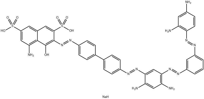 5-Amino-3-[[4'-[[2,4-diamino-5-[[3-[(2,4-diaminophenyl)azo]phenyl]azo]phenyl]azo][1,1'-biphenyl]-4-yl]azo]-4-hydroxynaphthalene-2,7-disulfonic acid disodium salt Struktur