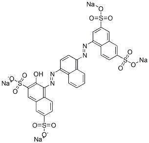 3-Hydroxy-4-[[4-[[3,6-bis(sodiosulfo)-1-naphthalenyl]azo]-1-naphthalenyl]azo]naphthalene-2,7-disulfonic acid disodium salt Struktur