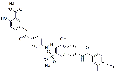 disodium 5-[[4-[[6-[(4-amino-3-methylbenzoyl)amino]-1-hydroxy-3-sulphonato-2-naphthyl]azo]-3-methylbenzoyl]amino]salicylate Struktur