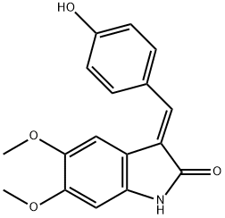 (E)-5,6-Dimethoxy-3-(4-hydroxybenzylidene)-1H-indolin-2-one Struktur