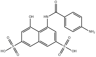 4-[(4-aminobenzoyl)amino]-5-hydroxynaphthalene-2,7-disulphonic acid Struktur