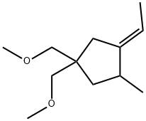 Cyclopentane, 3-ethylidene-1,1-bis(methoxymethyl)-4-methyl-, (3E)- (9CI) Struktur