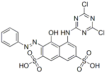 5-[(4,6-dichloro-1,3,5-triazin-2-yl)amino]-4-hydroxy-3-(phenylazo)naphthalene-2,7-disulphonic acid  Struktur