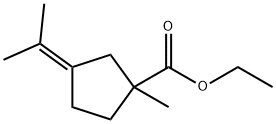 Cyclopentanecarboxylic acid, 1-methyl-3-(1-methylethylidene)-, ethyl ester (9CI) Struktur