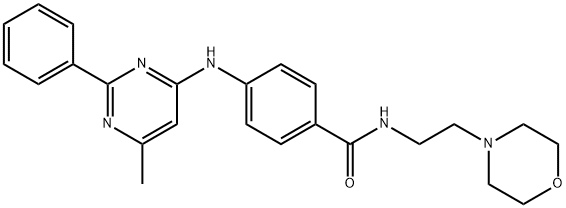 Benzamide, 4-((6-methyl-2-phenyl-4-pyrimidinyl)amino)-N-(2-(4-morpholi nyl)ethyl)- Struktur