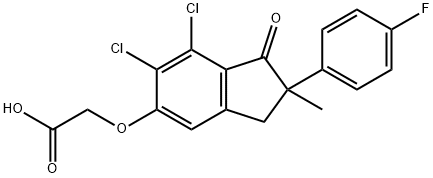 ((6,7-dichloro-2-(4-fluorophenyl)-2-methyl-1-oxo-5-indanyl)oxy)acetic acid Struktur