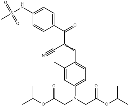 isopropyl N-[4-[2-cyano-3-[4-[(methylsulphonyl)amino]phenyl]-3-oxo-1-propenyl]-m-tolyl]-N-[2-(1-methylethoxy)-2-oxoethyl]glycinate Struktur