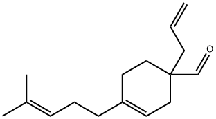 1-allyl-4-(4-methyl-3-pentenyl)cyclohex-3-ene-1-carbaldehyde  Struktur