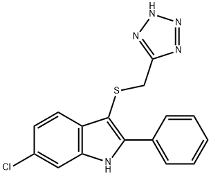 6-Chloro-2-phenyl-3-[(1H-tetrazol-5-yl)methylthio]-1H-indole Struktur