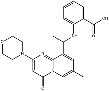 2-[[1-[7-Methyl-2-(morpholin-4-yl)-4-oxopyrido[1,2-a]pyrimidin-9-yl]ethyl]amino]benzoic acid Struktur