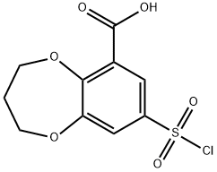 8-(chlorosulphonyl)-3,4-dihydro-2H-benzo-1,5-dioxepin-6-carboxylic acid Struktur