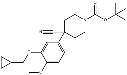 1-BOC-4-CYANO-4-[3-(CYCLOPROPYLMETHOXY)-4-METHOXYPHENYL]-PIPERIDINE Struktur