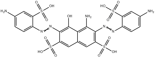 4-amino-3,6-bis[(4-amino-2-sulphophenyl)azo]-5-hydroxynaphthalene-2,7-disulphonic acid Struktur