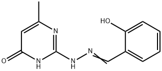 6-methyl-2-[2-[(E)-(6-oxo-1-cyclohexa-2,4-dienylidene)methyl]hydraziny l]-1H-pyrimidin-4-one Struktur